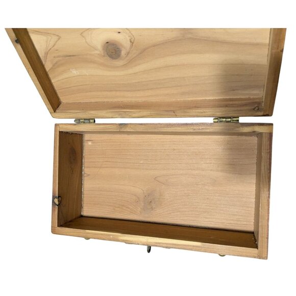 Cedar Wooden Trinket Box Brass Accents Hinged Lid Jewelry Storage sm Rustic Deco - Picture 9 of 12